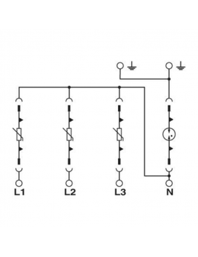 Ogranicznik przepięć typ 1+2 VAL-MS 335/12.5/3+1 Phoenix Contact schemat podłączenia