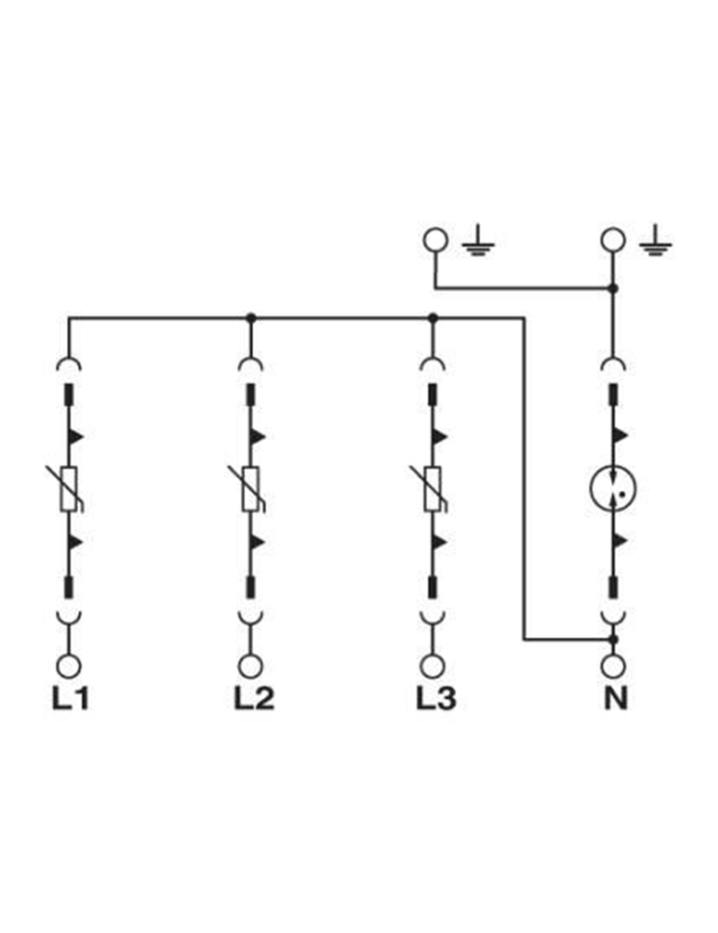 Ogranicznik przepięć typ 1+2 VAL-MS 335/12.5/3+1 Phoenix Contact schemat podłączenia