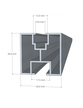 Profil do montażu paneli fotowoltaicznych 40x40 mm 4,4 m wymiary