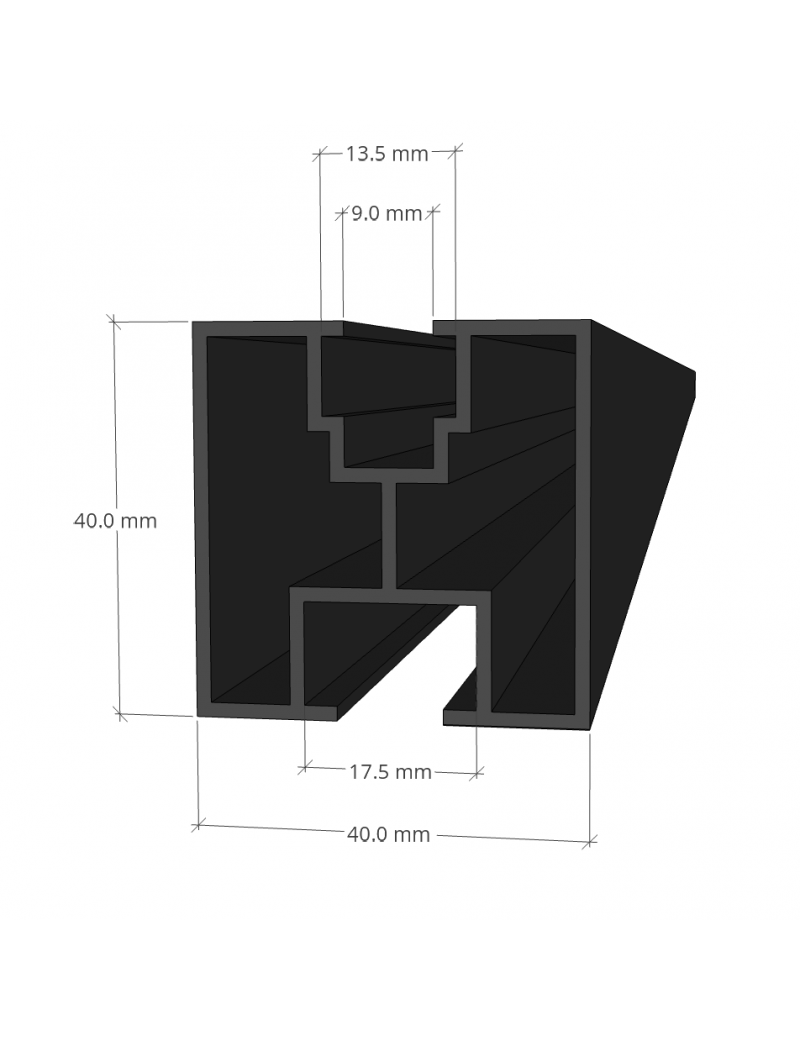 Profil do montażu paneli fotowoltaicznych 40x40 4,4 m Czarny Wymiary
